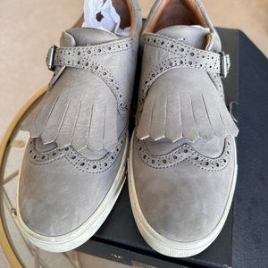 Frye leather fringe sneaker.